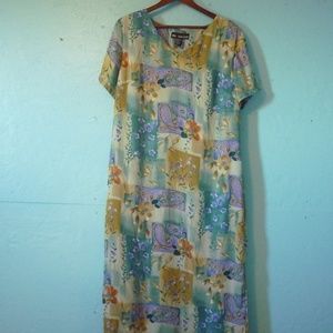 Green & Purple Floral Sheer Dress Size 16 #1012